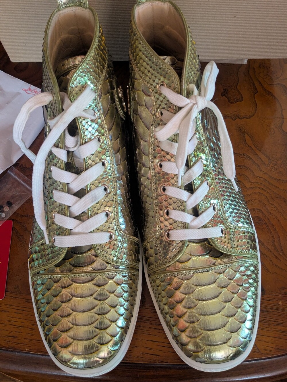 Christian Louboutin/Gold Python High-Top Sneakers